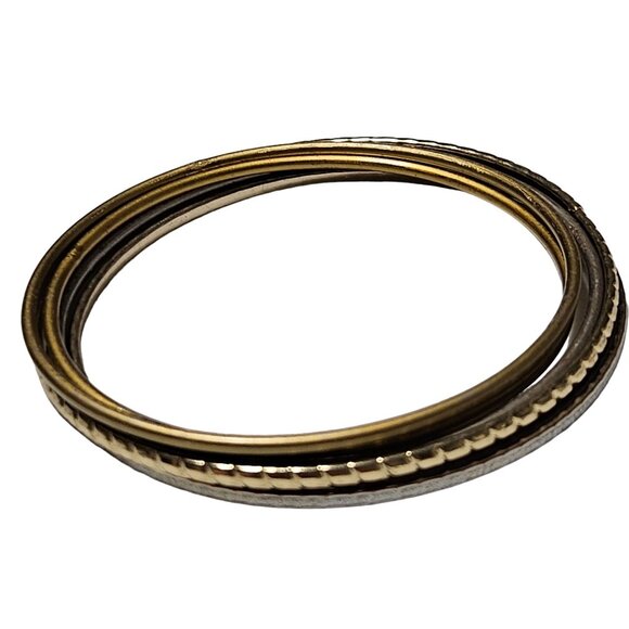 Retro Mixed Metal Bangle Bracelets Stackable Textured Finish Set Of 6 Jewelry - Picture 1 of 5